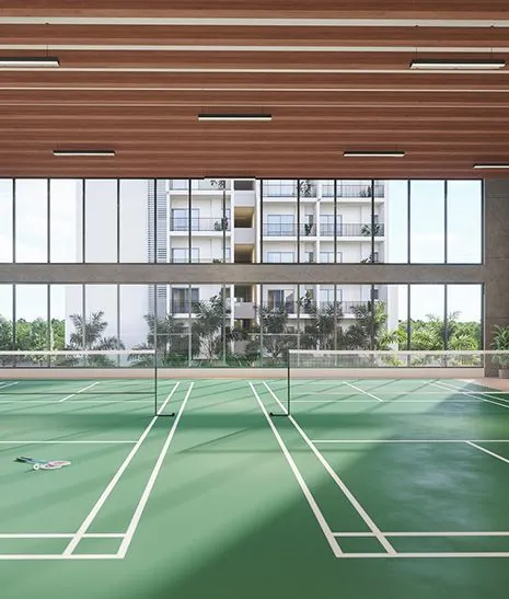 Representative indoor badminton court visual